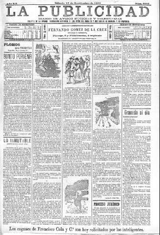 'La publicidad  : diario de avisos noticias y telegramas. Eco fiel de la opinión y verdadero defensor de los intereses morales y materiales de Granada y su provincia' - Año XX Número 5135  - 1900 Septiembre 15
