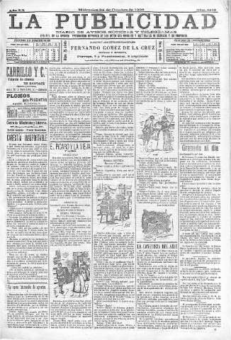 'La publicidad  : diario de avisos noticias y telegramas. Eco fiel de la opinión y verdadero defensor de los intereses morales y materiales de Granada y su provincia' - Año XX Número 5168  - 1900 Octubre 24