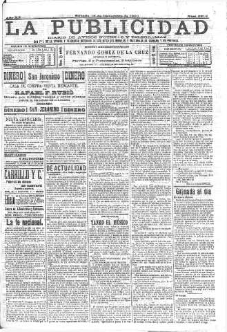 'La publicidad  : diario de avisos noticias y telegramas. Eco fiel de la opinión y verdadero defensor de los intereses morales y materiales de Granada y su provincia' - Año XX Número 5213  - 1900 Diciembre 15