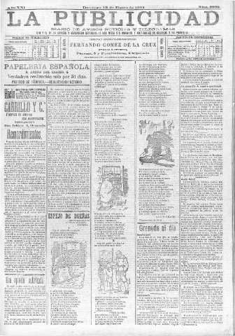 'La publicidad  : diario de avisos noticias y telegramas. Eco fiel de la opinión y verdadero defensor de los intereses morales y materiales de Granada y su provincia' - Año XXI Número 5238  - 1901 Enero 13