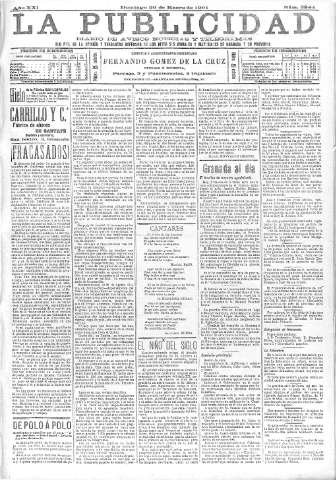 'La publicidad  : diario de avisos noticias y telegramas. Eco fiel de la opinión y verdadero defensor de los intereses morales y materiales de Granada y su provincia' - Año XXI Número 5244  - 1901 Enero 20