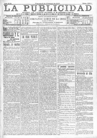 'La publicidad  : diario de avisos noticias y telegramas. Eco fiel de la opinión y verdadero defensor de los intereses morales y materiales de Granada y su provincia' - Año XXI Número 5260  - 1901 Febrero 08