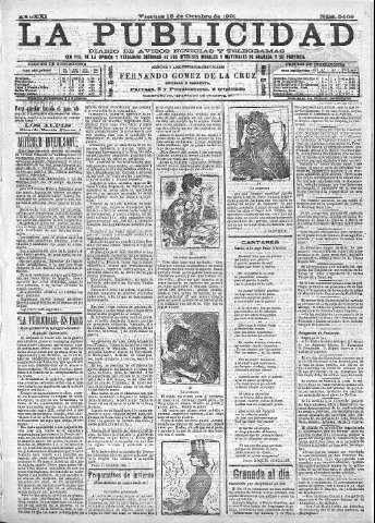 'La publicidad  : diario de avisos noticias y telegramas. Eco fiel de la opinión y verdadero defensor de los intereses morales y materiales de Granada y su provincia' - Año XXI Número 5469  - 1901 Octubre 18