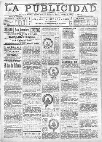 'La publicidad  : diario de avisos noticias y telegramas. Eco fiel de la opinión y verdadero defensor de los intereses morales y materiales de Granada y su provincia' - Año XXI Número 5482  - 1901 Noviembre 02