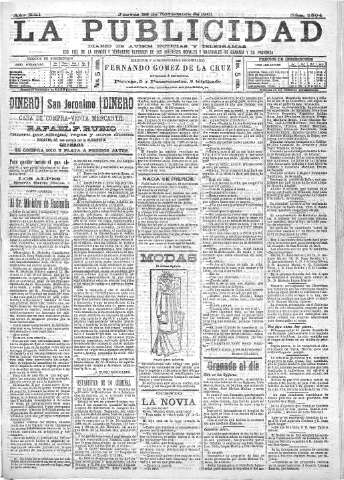 'La publicidad  : diario de avisos noticias y telegramas. Eco fiel de la opinión y verdadero defensor de los intereses morales y materiales de Granada y su provincia' - Año XXI Número 5504  - 1901 Noviembre 28