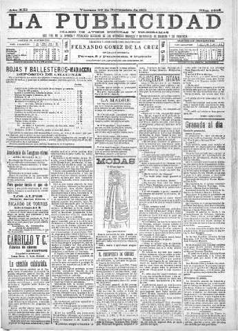 'La publicidad  : diario de avisos noticias y telegramas. Eco fiel de la opinión y verdadero defensor de los intereses morales y materiales de Granada y su provincia' - Año XXI Número 5505  - 1901 Noviembre 29