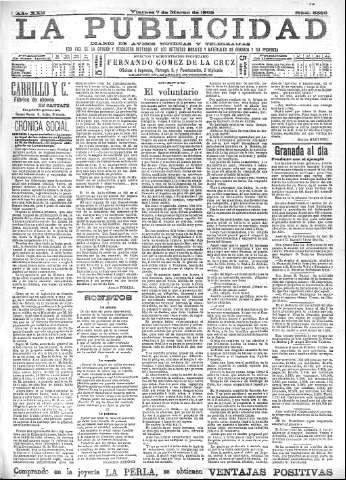 'La publicidad  : diario de avisos noticias y telegramas. Eco fiel de la opinión y verdadero defensor de los intereses morales y materiales de Granada y su provincia' - Año XXII Número 5589  - 1902 Marzo 07