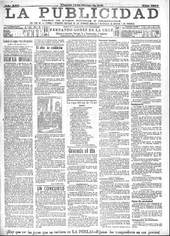 'La publicidad  : diario de avisos noticias y telegramas. Eco fiel de la opinión y verdadero defensor de los intereses morales y materiales de Granada y su provincia' - Año XXII Número 5595  - 1902 Marzo 14