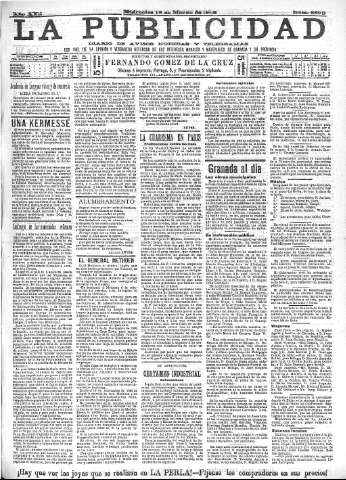 'La publicidad  : diario de avisos noticias y telegramas. Eco fiel de la opinión y verdadero defensor de los intereses morales y materiales de Granada y su provincia' - Año XXII Número 5599  - 1902 Marzo 19