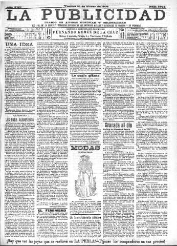 'La publicidad  : diario de avisos noticias y telegramas. Eco fiel de la opinión y verdadero defensor de los intereses morales y materiales de Granada y su provincia' - Año XXII Número 5601  - 1902 Marzo 21