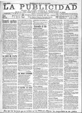 'La publicidad  : diario de avisos noticias y telegramas. Eco fiel de la opinión y verdadero defensor de los intereses morales y materiales de Granada y su provincia' - Año XXII Número 5662  - 1902 Junio 01