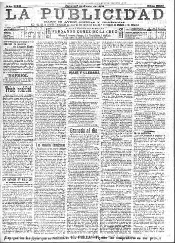 'La publicidad  : diario de avisos noticias y telegramas. Eco fiel de la opinión y verdadero defensor de los intereses morales y materiales de Granada y su provincia' - Año XXII Número 5665  - 1902 Junio 05