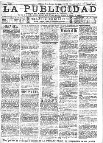 'La publicidad  : diario de avisos noticias y telegramas. Eco fiel de la opinión y verdadero defensor de los intereses morales y materiales de Granada y su provincia' - Año XXII Número 5667  - 1902 Junio 07