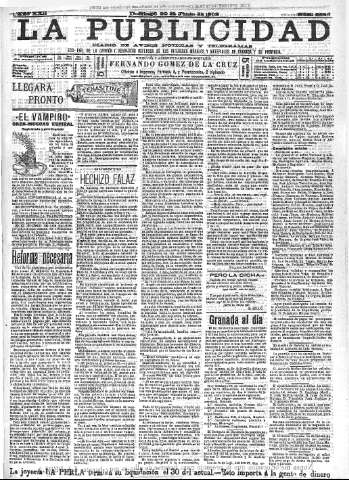 'La publicidad  : diario de avisos noticias y telegramas. Eco fiel de la opinión y verdadero defensor de los intereses morales y materiales de Granada y su provincia' - Año XXII Número 5680  - 1902 Junio 22