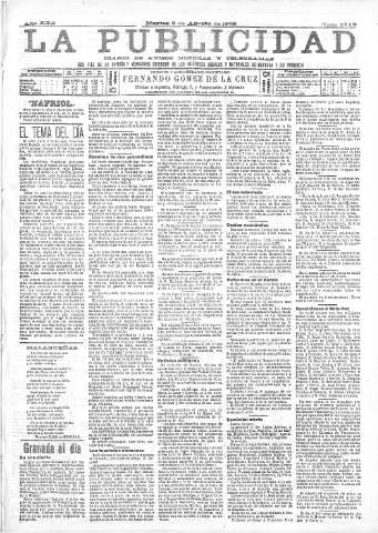 'La publicidad  : diario de avisos noticias y telegramas. Eco fiel de la opinión y verdadero defensor de los intereses morales y materiales de Granada y su provincia' - Año XXII Número 5716  - 1902 Agosto 05