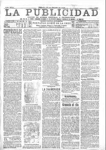 'La publicidad  : diario de avisos noticias y telegramas. Eco fiel de la opinión y verdadero defensor de los intereses morales y materiales de Granada y su provincia' - Año XXII Número 5726  - 1902 Agosto 16