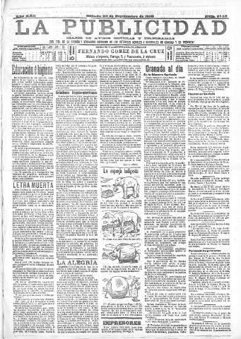 'La publicidad  : diario de avisos noticias y telegramas. Eco fiel de la opinión y verdadero defensor de los intereses morales y materiales de Granada y su provincia' - Año XXII Número 5755  - 1902 Septiembre 20