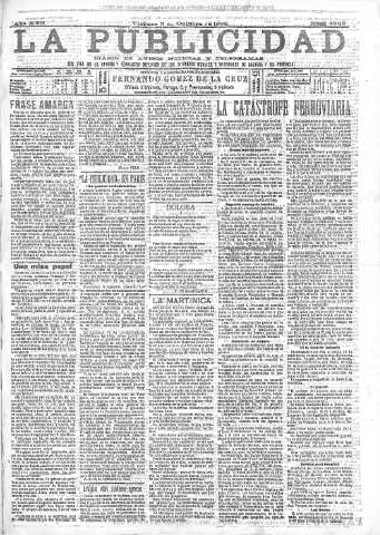 'La publicidad  : diario de avisos noticias y telegramas. Eco fiel de la opinión y verdadero defensor de los intereses morales y materiales de Granada y su provincia' - Año XXII Número 5766  - 1902 Octubre 03