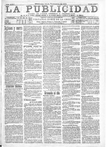 'La publicidad  : diario de avisos noticias y telegramas. Eco fiel de la opinión y verdadero defensor de los intereses morales y materiales de Granada y su provincia' - Año XXII Número 5800  - 1902 Noviembre 12