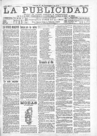 'La publicidad  : diario de avisos noticias y telegramas. Eco fiel de la opinión y verdadero defensor de los intereses morales y materiales de Granada y su provincia' - Año XXII Número 5813  - 1902 Noviembre 27