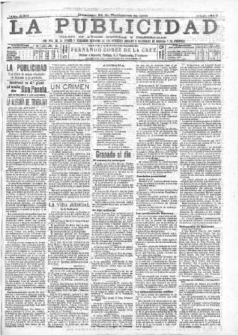 'La publicidad  : diario de avisos noticias y telegramas. Eco fiel de la opinión y verdadero defensor de los intereses morales y materiales de Granada y su provincia' - Año XXII Número 5816  - 1902 Noviembre 30