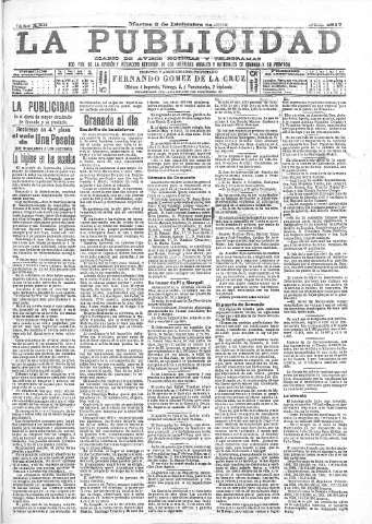 'La publicidad  : diario de avisos noticias y telegramas. Eco fiel de la opinión y verdadero defensor de los intereses morales y materiales de Granada y su provincia' - Año XXII Número 5817  - 1902 Diciembre 02