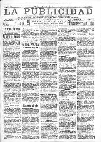 'La publicidad  : diario de avisos noticias y telegramas. Eco fiel de la opinión y verdadero defensor de los intereses morales y materiales de Granada y su provincia' - Año XXII Número 5820  - 1902 Diciembre 05