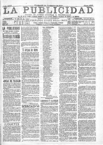 'La publicidad  : diario de avisos noticias y telegramas. Eco fiel de la opinión y verdadero defensor de los intereses morales y materiales de Granada y su provincia' - Año XXII Número 5835  - 1902 Diciembre 23