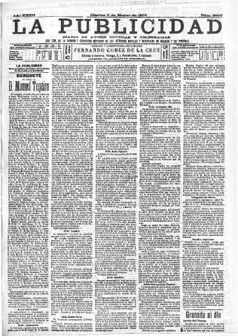 'La publicidad  : diario de avisos noticias y telegramas. Eco fiel de la opinión y verdadero defensor de los intereses morales y materiales de Granada y su provincia' - Año XXIII Número 5895  - 1903 Marzo 03