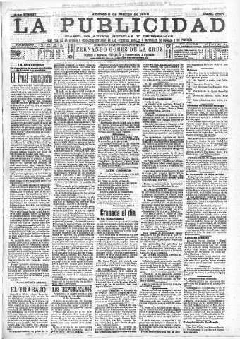 'La publicidad  : diario de avisos noticias y telegramas. Eco fiel de la opinión y verdadero defensor de los intereses morales y materiales de Granada y su provincia' - Año XXIII Número 5897  - 1903 Marzo 05