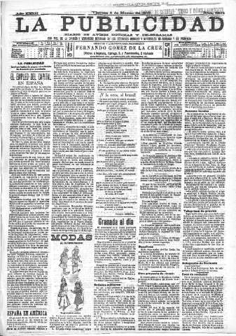 'La publicidad  : diario de avisos noticias y telegramas. Eco fiel de la opinión y verdadero defensor de los intereses morales y materiales de Granada y su provincia' - Año XXIII Número 5898  - 1903 Marzo 06