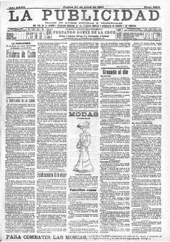 'La publicidad  : diario de avisos noticias y telegramas. Eco fiel de la opinión y verdadero defensor de los intereses morales y materiales de Granada y su provincia' - Año XXIII Número 5919  - 1903 Abril 30