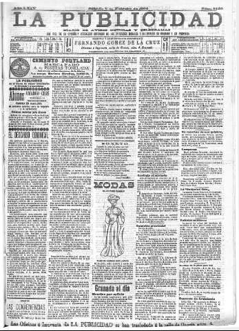 'La publicidad  : diario de avisos noticias y telegramas. Eco fiel de la opinión y verdadero defensor de los intereses morales y materiales de Granada y su provincia' - Año XXIV Número 6159  - 1904 Febrero 06