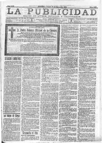 'La publicidad  : diario de avisos noticias y telegramas. Eco fiel de la opinión y verdadero defensor de los intereses morales y materiales de Granada y su provincia' - Año XXIV Número 6187  - 1904 Marzo 10