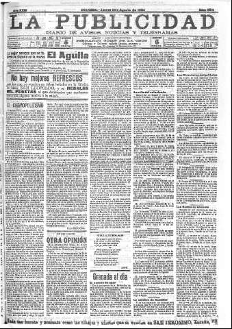 'La publicidad  : diario de avisos noticias y telegramas. Eco fiel de la opinión y verdadero defensor de los intereses morales y materiales de Granada y su provincia' - Año XXIV Número 6318  - 1904 Agosto 10