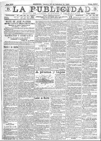 'La publicidad  : diario de avisos noticias y telegramas. Eco fiel de la opinión y verdadero defensor de los intereses morales y materiales de Granada y su provincia' - Año XXV Número 6697  - 1905 Octubre 26