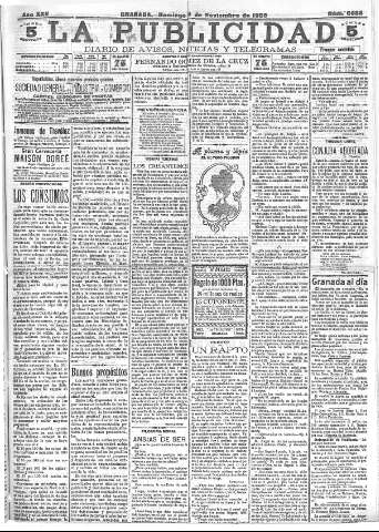 'La publicidad  : diario de avisos noticias y telegramas. Eco fiel de la opinión y verdadero defensor de los intereses morales y materiales de Granada y su provincia' - Año XXV Número 6688  - 1905 Noviembre 19