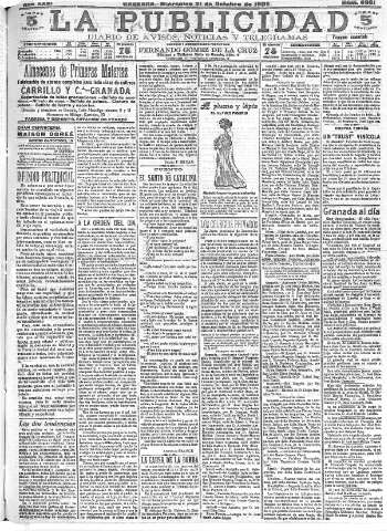 'La publicidad  : diario de avisos noticias y telegramas. Eco fiel de la opinión y verdadero defensor de los intereses morales y materiales de Granada y su provincia' - Año XXVI Número 6981  - 1906 Octubre 31