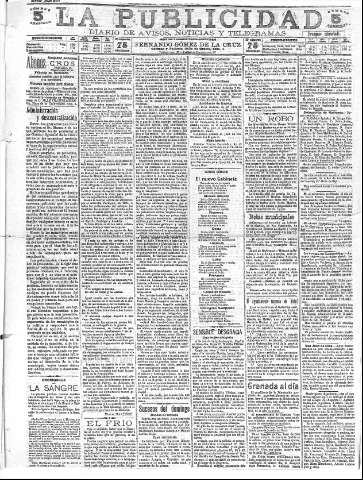 'La publicidad  : diario de avisos noticias y telegramas. Eco fiel de la opinión y verdadero defensor de los intereses morales y materiales de Granada y su provincia' - Año XXVII Número 7064  - 1907 Febrero 05