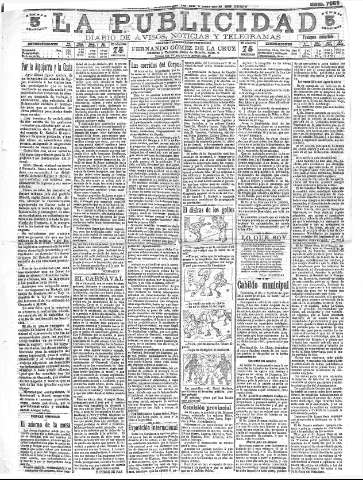 'La publicidad  : diario de avisos noticias y telegramas. Eco fiel de la opinión y verdadero defensor de los intereses morales y materiales de Granada y su provincia' - Año XXVII Número 7069  - 1907 Febrero 10
