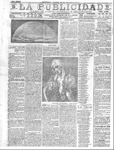 'La publicidad  : diario de avisos noticias y telegramas. Eco fiel de la opinión y verdadero defensor de los intereses morales y materiales de Granada y su provincia' - Año XXVII Número 7108  - 1907 Marzo 28