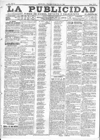 'La publicidad  : diario de avisos noticias y telegramas. Eco fiel de la opinión y verdadero defensor de los intereses morales y materiales de Granada y su provincia' - Año XXVII Número 7176  - 1907 Junio 16