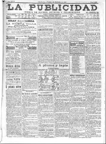 'La publicidad  : diario de avisos noticias y telegramas. Eco fiel de la opinión y verdadero defensor de los intereses morales y materiales de Granada y su provincia' - Año XXVII Número 7269  - 1907 Noviembre 15
