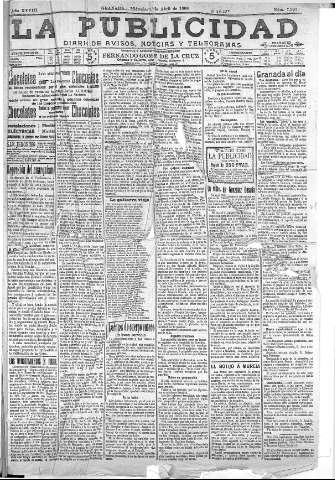 'La publicidad  : diario de avisos noticias y telegramas. Eco fiel de la opinión y verdadero defensor de los intereses morales y materiales de Granada y su provincia' - Año XXVIII Número 7397  - 1908 Abril 01