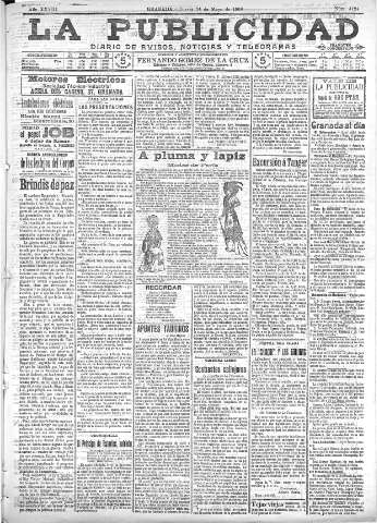'La publicidad  : diario de avisos noticias y telegramas. Eco fiel de la opinión y verdadero defensor de los intereses morales y materiales de Granada y su provincia' - Año XXVIII Número 4124  - 1908 Mayo 14