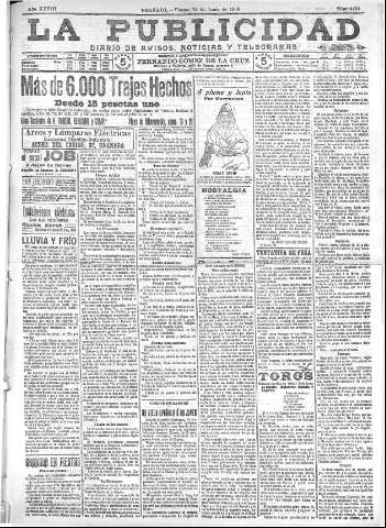 'La publicidad  : diario de avisos noticias y telegramas. Eco fiel de la opinión y verdadero defensor de los intereses morales y materiales de Granada y su provincia' - Año XXVIII Número 4154  - 1908 Junio 19