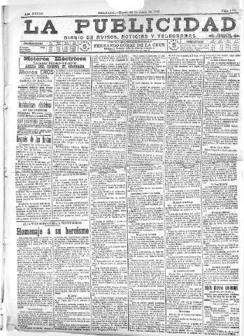 'La publicidad  : diario de avisos noticias y telegramas. Eco fiel de la opinión y verdadero defensor de los intereses morales y materiales de Granada y su provincia' - Año XXVIII Número 4162  - 1908 Junio 30