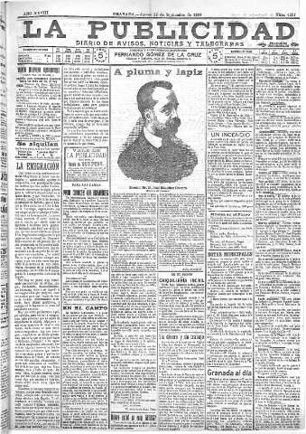 'La publicidad  : diario de avisos noticias y telegramas. Eco fiel de la opinión y verdadero defensor de los intereses morales y materiales de Granada y su provincia' - Año XXVIII Número 4227  - 1908 Septiembre 17