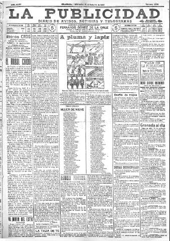 'La publicidad  : diario de avisos noticias y telegramas. Eco fiel de la opinión y verdadero defensor de los intereses morales y materiales de Granada y su provincia' - Año XXVIII Número 4250  - 1908 Octubre 14
