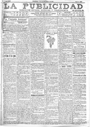 'La publicidad  : diario de avisos noticias y telegramas. Eco fiel de la opinión y verdadero defensor de los intereses morales y materiales de Granada y su provincia' - Año XXVIII Número 4258  - 1908 Octubre 23